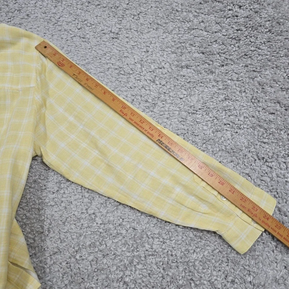 J Jill Womens Plaid Button‎ Up Shirt Yellow White Roll Tab Size 2X Coastal - Picture 11 of 11